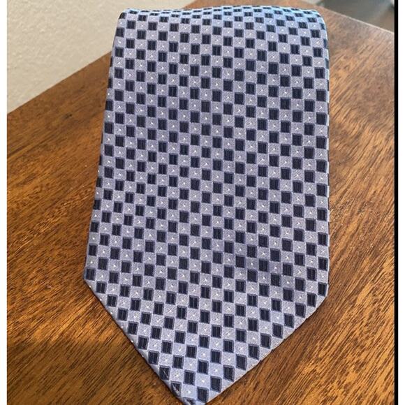 Murano 100% Silk Tie Blue Check Made In USA READ - Picture 2 of 12